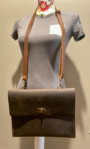 Dark Brown Leather Cross Body Purse