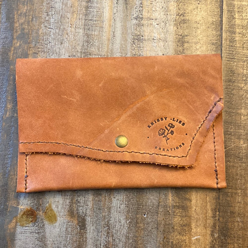 Brown Leather Clutch Purse