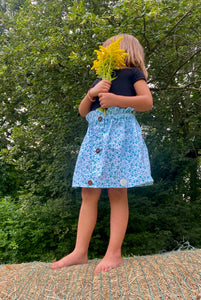 Blue Floral Little Girl Skirt