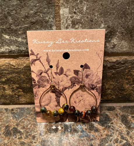 Brown/Muti Color Bead Hoop Earrings