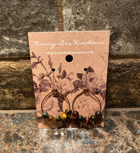 Brown/Muti Color Bead Hoop Earrings