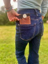 Load image into Gallery viewer, Mauve &amp; Black Leather Money/Card Holder