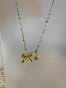 Bow & M Charm Necklace