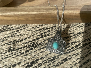 Turquoise Cow Tag Necklace