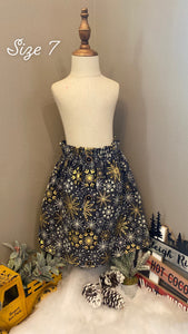 White & Gold Snowflake Little Girl Skirt