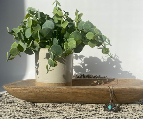 Turquoise Cow Tag Necklace