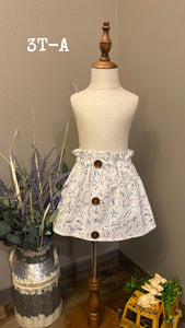 White Forest Animal Little Girl Skirt