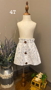 White Forest Animal Little Girl Skirt