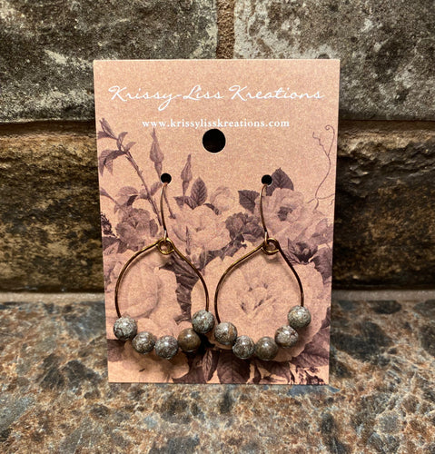 Brown Bead Hoop Earrings