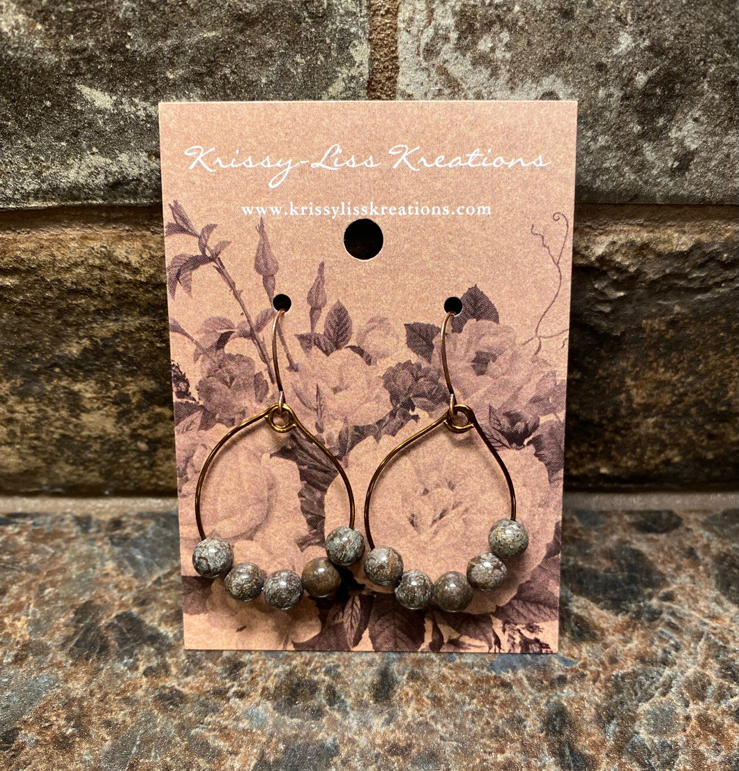 Brown Bead Hoop Earrings