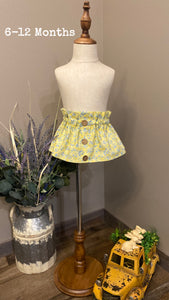 Yellow Floral Little Girl Skirt
