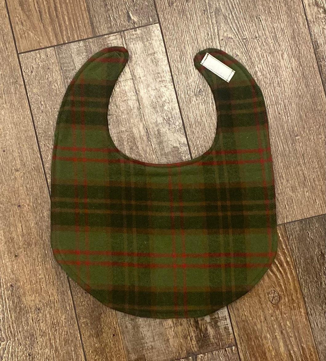 Green Flannel Baby Bib