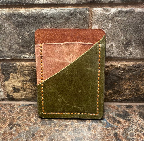Green & Mauve Double Slot Money/Card Holder