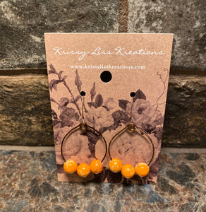 Orange Bead Hoop Earrings