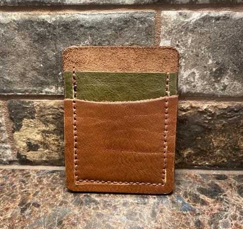 Brown & Green Double Slot Money/Card Holder