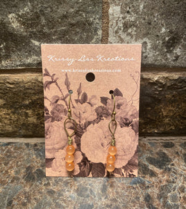 Light Orange Bead Twisted Wire Earrings