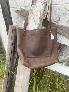 Dark Brown Leather Tote Bag
