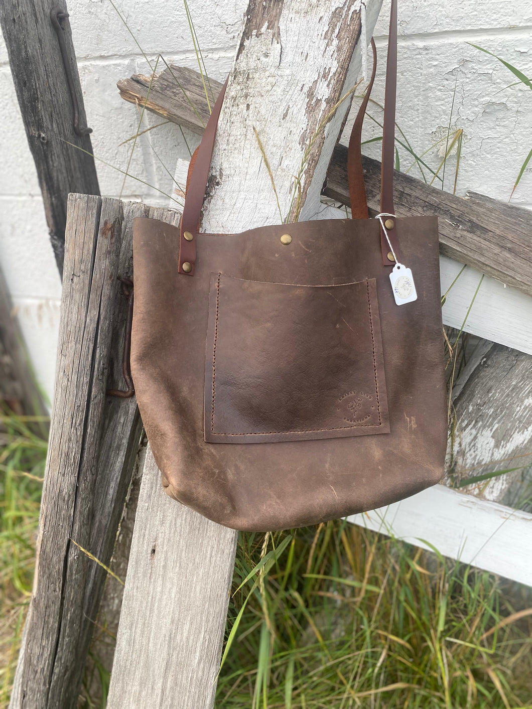 Dark Brown Leather Tote Bag