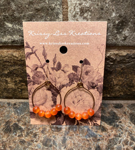 Orange Bead Hoop Earrings
