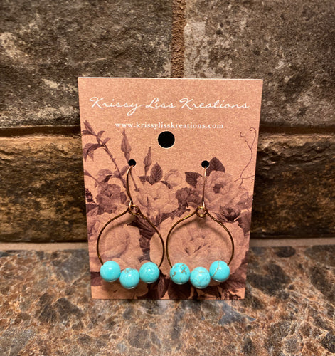 Blue Bead Hoop Earrings