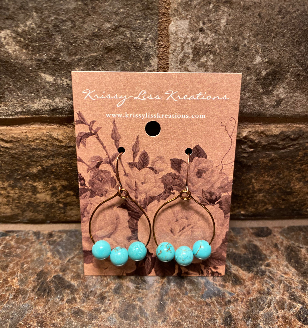 Blue Bead Hoop Earrings