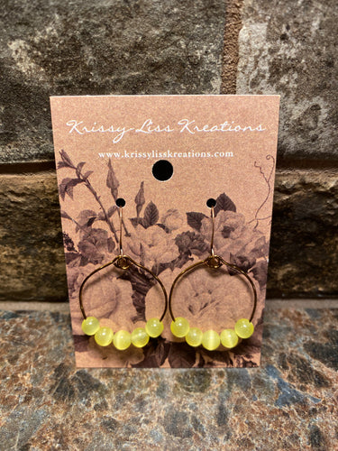 Green Bead Hoop Earrings