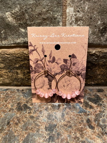 Light Pink Bead Hoop Earrings