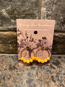 Yellow Bead Hoop Earrings