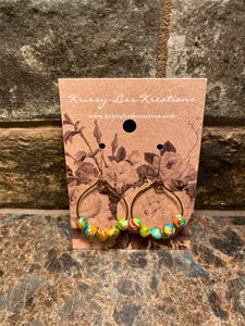 Multi-Colored Bead Hoop Earrings