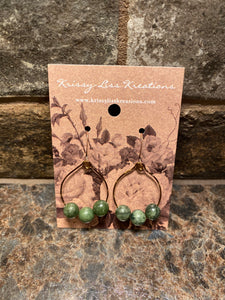 Green Bead Hoop Earrings