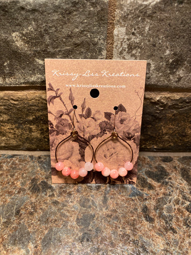 Light Pink Bead Hoop Earrings