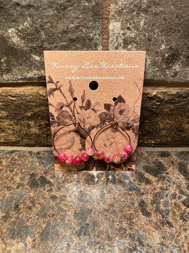 Pink Bead Hoop Earrings