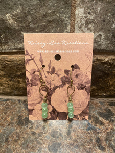 Light Green Bead Twisted Wire Earrings