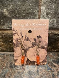 Orange Bead Twisted Wire Earrings