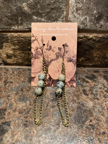 Multi-Colored Bead and Chain Earrings