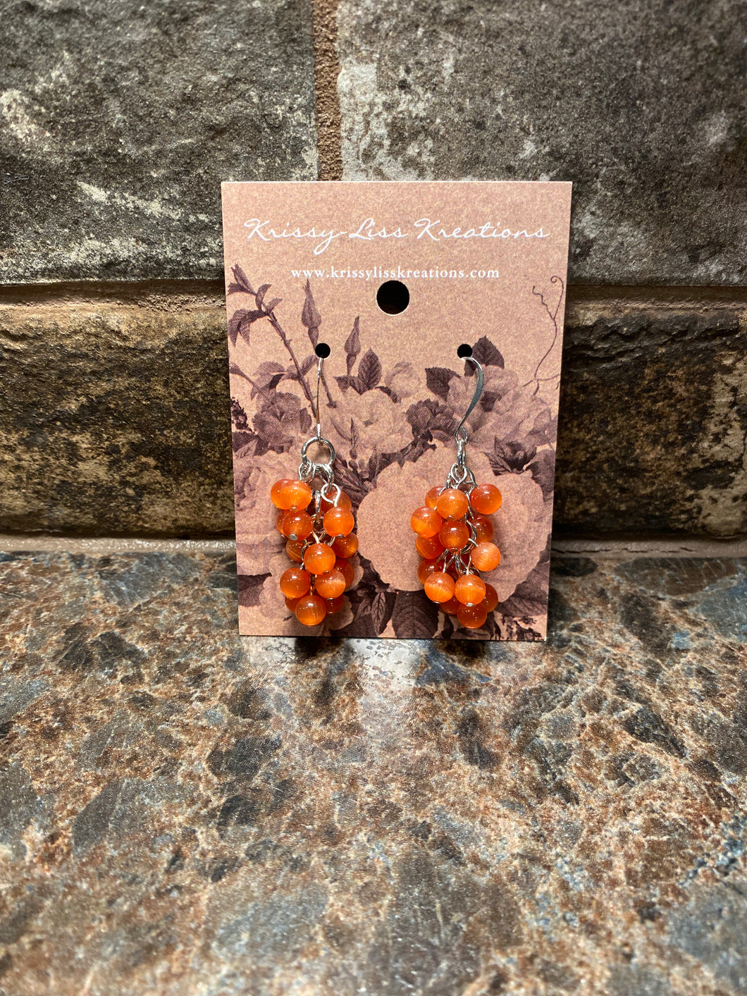 Orange Cluster Bead Earrings