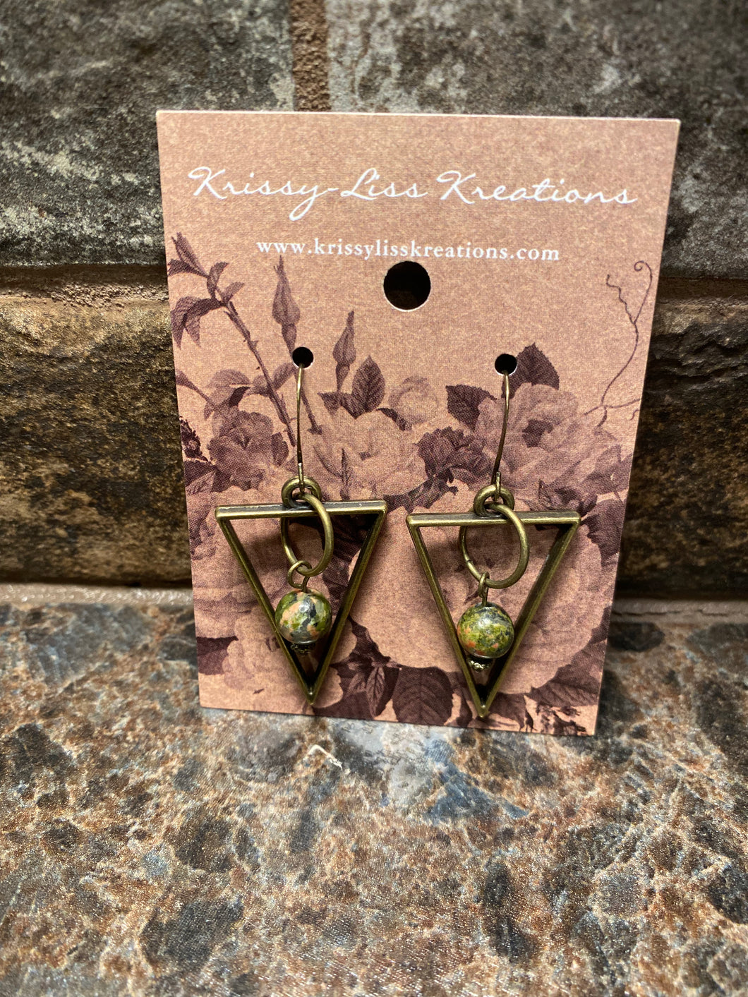 Triangle and Bead Earrings