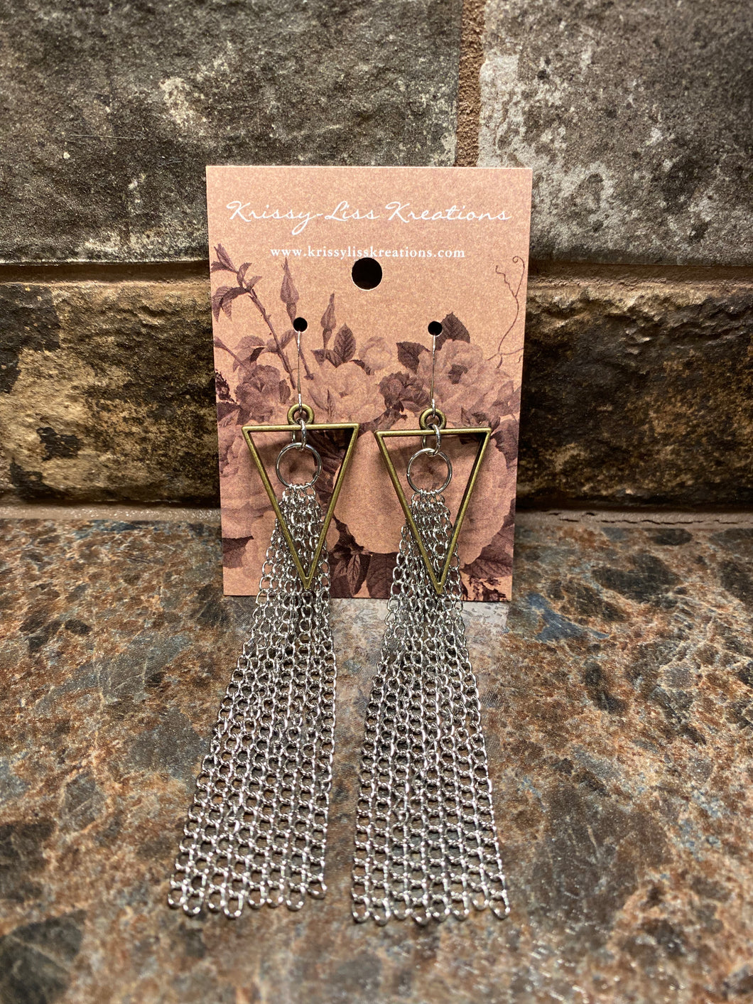 Triangle and Chain Earrings