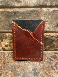 Brown & Black Crisscross Leather Money/Card Holder
