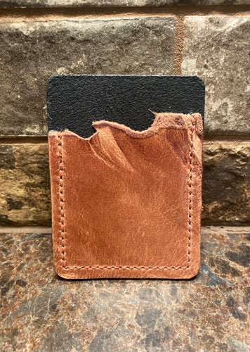Mauve & Black Leather Money/Card Holder