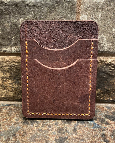 Dark Brown Leather Double Slot Money/Money Holder
