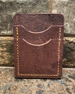 Dark Brown Leather Double Slot Money/Money Holder