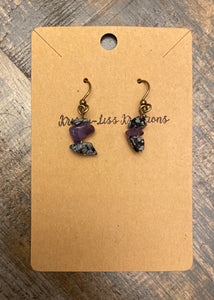 Purple and Black Rough Bead Earrings