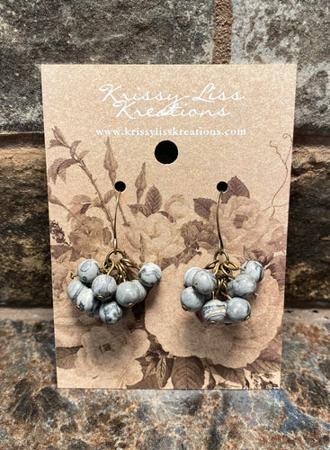 Gray Cluster Bead Earrings