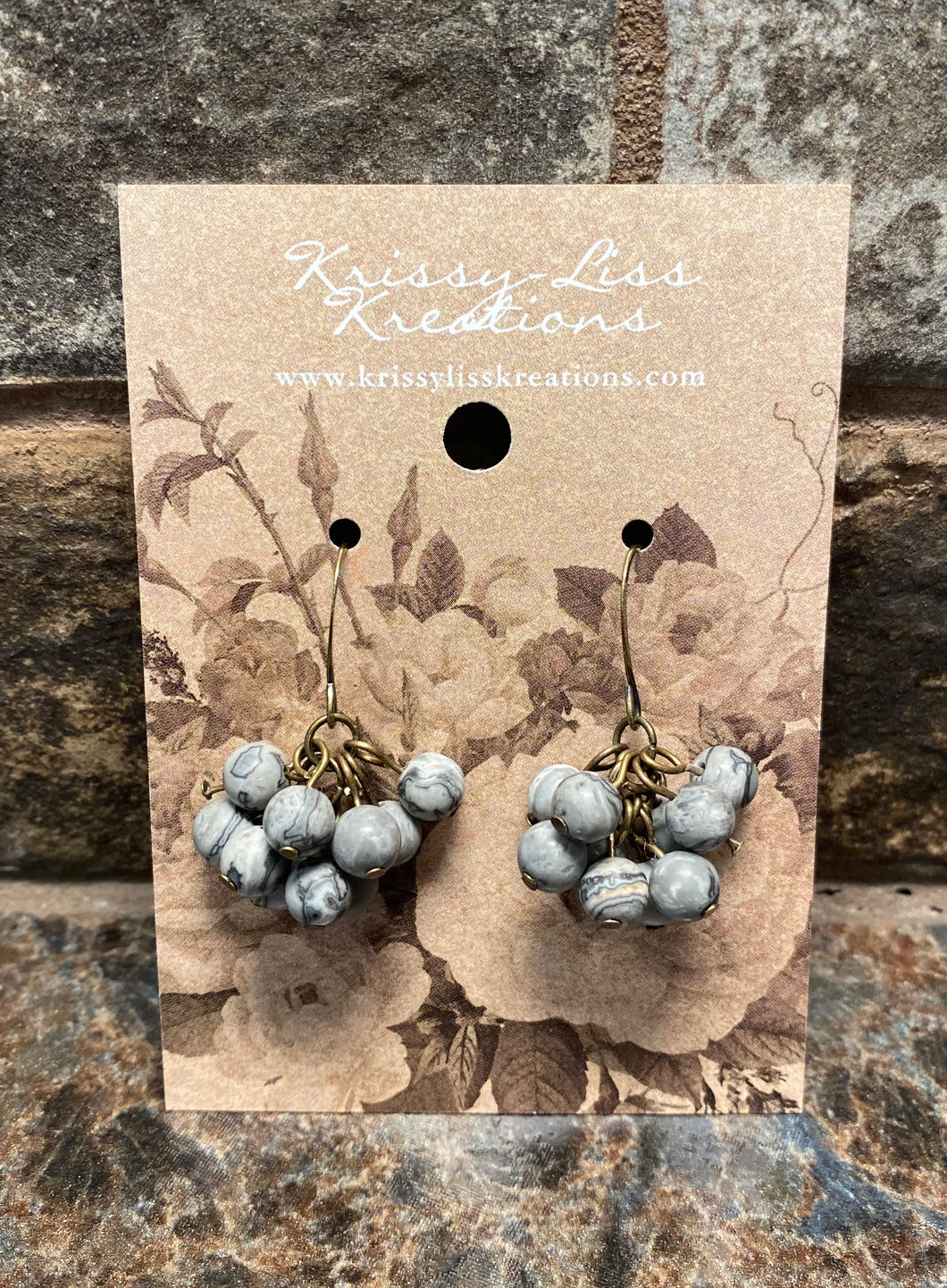 Gray Cluster Bead Earrings