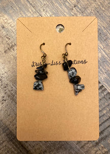 Black and Grey Rough Bead Earrings