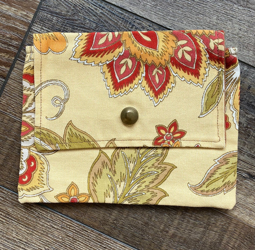 Small Tan Floral Clutch Purse
