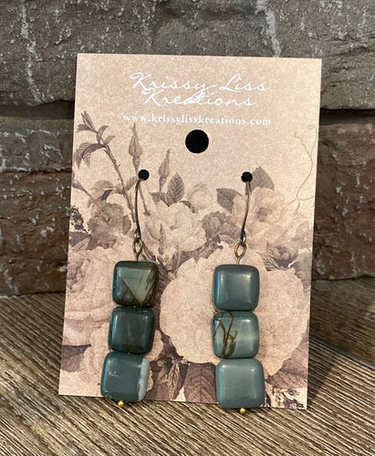 Multi-Colored Square Bead Earrings