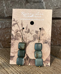 Multi-Colored Square Bead Earrings