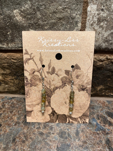 Multi Green Colored Bead Earrings